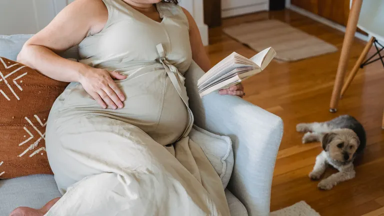 Těhotná žena odpočívá na pohovce – vibrátor v těhotenství