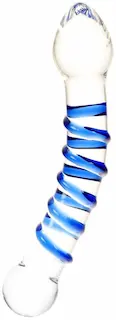 Me You Us Textured Ice Glass Dildo, oboustranné skleněné dildo 19,5 x 2,6–3,8 cm