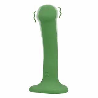 Shots Loveline Non-Phallic Vibrating Dildo Small Forest Green, silikonové dildo s přísavkou 15,5 x 3,4 cm