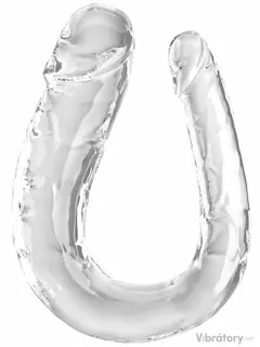 Dvojité realistické dildo King Cock Clear Large Double Trouble