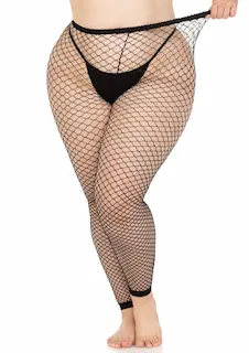 Plus Size Industrial síťované punčocháče bez nohavic