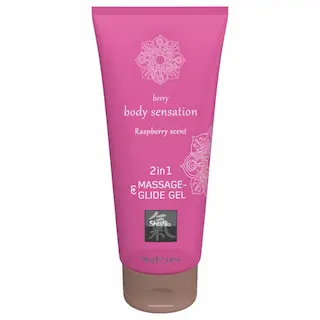 Masážní a lubrikační gel 2v1 s vůní malin, 200 ml