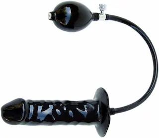 Mister B Inflatable Butt Plug M, černý latexový nafukovací anální kolík 16 x 4,5 cm
