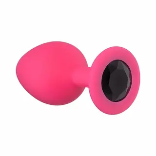 Lola Games Emotions Cutie Medium Pink-Black Crystal, silikonový anální kolík 8 x 3,5 cm
