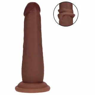 RealRock – realistické dildo s dvojitou hustotou (hnědé) – 15,5 cm