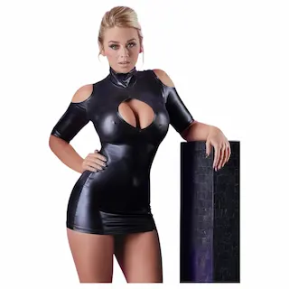 Cottelli – sexy mini šaty s odkrytými rameny – černé