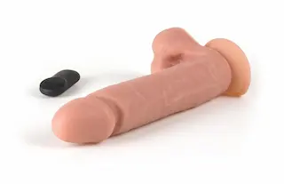 Virgite R6 Vibrating Realistic with balls, tělové silikonové dildo s přísavkou na dálkové ovládání 26,5 x 5,4 cm