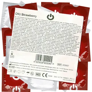 On) Bulk-Pack: Strawberry 50 red condoms