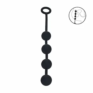 Levelz Round Silicone Anal Balls M, černé anální kuličky 33 x 3 cm