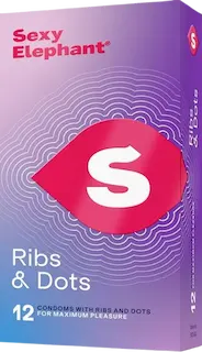 Sexy Elephant – vroubkované kondomy Ribs & Dots (12 ks)