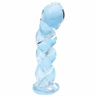 Clarity – skleněné dildo s pleteným vzorem – čiré