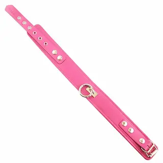 ROUGE Leather Plain Collar with Removeable O-Ring Pink