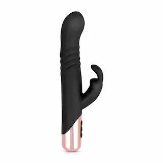ROSY GOLD – Rabbit vibrátor s přirážecí funkcí – Černý