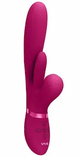 Kura – Thrusting G-Spot Vibrator with Flapping Tongue and Pulse Wave Stimulator – Pink