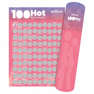 Desirel – stírací plakát společenské hry se 100 sexuálními polohami (anglicky)