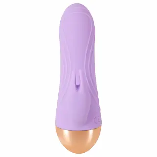 Cuties – akumulátorový, vodotěsný mini vibrátor s dráždičem klitorisu (fialový)