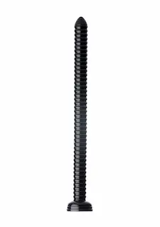 Hosed 19 Inch Ribbed Hose, černé anální dildo s přísavkou a žebrovanou texturou 51 x 3,5 cm