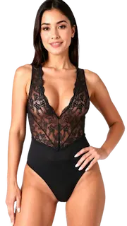 Krajkové body Charming Touch Black, XL