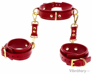 Taboom Bondage in Luxury D-Ring Collar and Wrist Cuffs