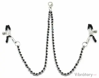 Svorky na bradavky s řetízkem Black Beads