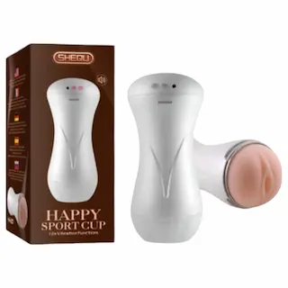 Lonely Happy – masturbátor s vibracemi a sténáním – bílá/naturální barva