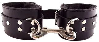 ROUGE Leather Ankle Cuffs With Faux Fur Lining Black on Black