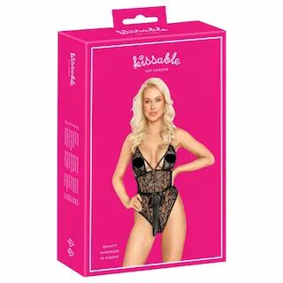 Kissable – krajkový body (černý)