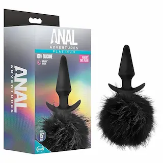 Anal Adventures Platinum – anální kolík s králičím ocáskem – černý