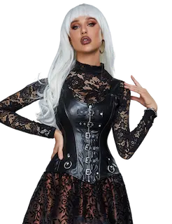 12 Pieces Plastic Bone Black Sexy Faux Leather Square Buckles Corset 2XL