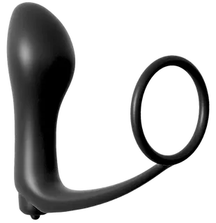 ASS GASM COCKRING PLUG BLACK s vibrací