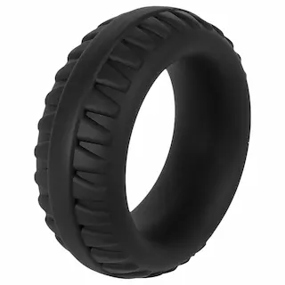 Pulselock Forge – silikonový penisový kroužek se vzorem dezénu pneumatiky (černý) – 35 mm