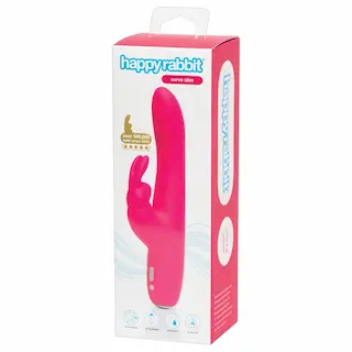 Happyrabbit Curve Slim – vibrátor s výčnělkem na klitoris – voděodolný – růžový