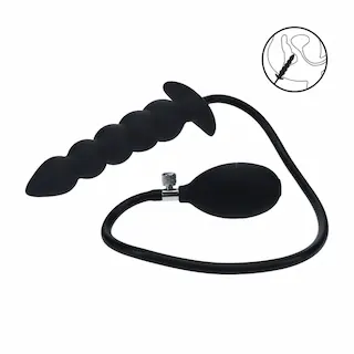 LEVELZ Beaded Inflatable Silicone Anal Plug Black – nafukovací anální kolík 20 x 3,6 cm