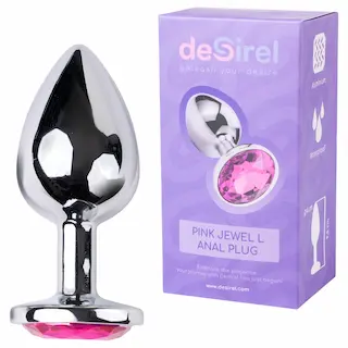 Desirel – anální kolík – růžový štras L – stříbrná/růžová