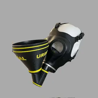 XTRM Urinal Funnel Mask with Rubber Head Holder, plynová maska s trychtýřem pro piss play
