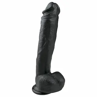 Easytoys – realistické dildo s přísavkou a varlaty – černé 26,5 cm