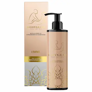 BODYGLISS – Masážní olej a lubrikant v jednom Jahody & Šampaňské – 150 ml