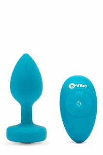 b-Vibe Vibrating Jewel anální kolík S/M tyrkysový