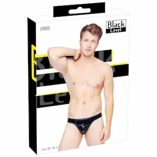 Black Level – pánská tanga – klasická – lesklý lak – černá