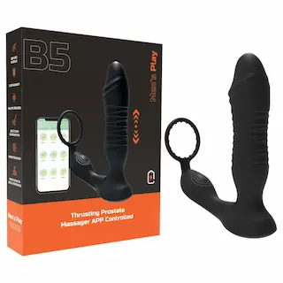 Erospace Men’s Play – aplikací řízený tlačný anální vibrátor (černý)