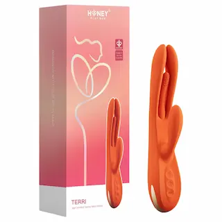Honey Play Box Terri – vibrátor s klitorálním ramenem ovládaný aplikací (oranžový)