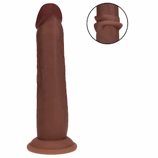 RealRock – realistické dildo s dvojitou hustotou (hnědé) – 20,5 cm