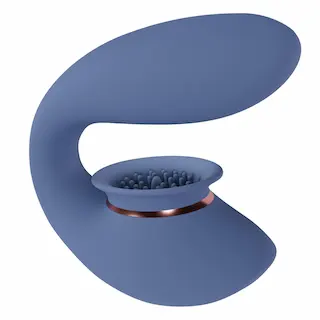 Vibrátor a sací pomůcka Twitch 3 – dobíjecí, modro-šedý