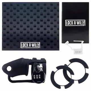 LOCK A WILLY – silikonový penisový klec s zámkem – černý