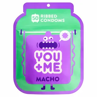 YOU+ME Macho 50 ks, vroubkované latexové kondomy s nominální šířkou 52 mm