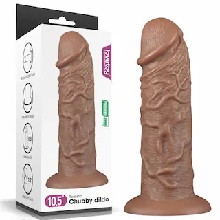 10,5“ Realistický chubby dildo hnědý