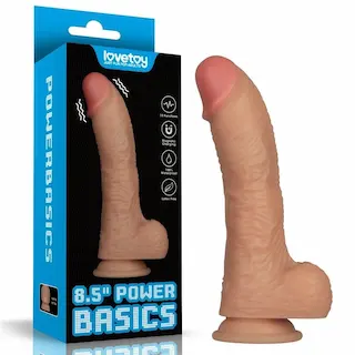 Lovetoy 8.5″ Power Basics, PVC dildo s přísavkou 21,5 x 4 cm