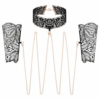 ROSY GOLD – Lace Cuffs and Collar – Black