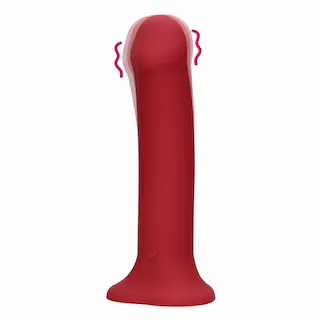 Shots Loveline Non-Phallic Vibrating Dildo Large Raspberry Red, silikonové dildo s přísavkou 19 x 4,1 cm
