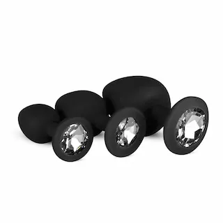 EASYTOYS Anal Collection Silikonový set s diamantem – Černý